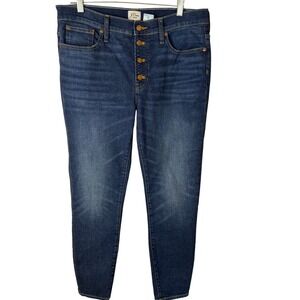 J. Crew Womens Toothpick Jeans Size 31 Button Fly Fitted High‎ Rise Skinny Denim